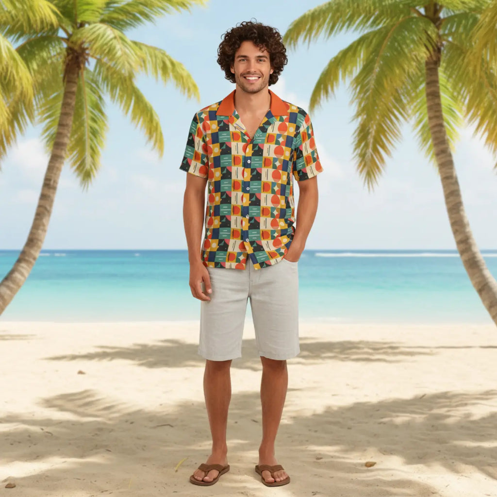 Men’s Hawaiian Camp Shirt – Organic Summer Print - Dipaliz